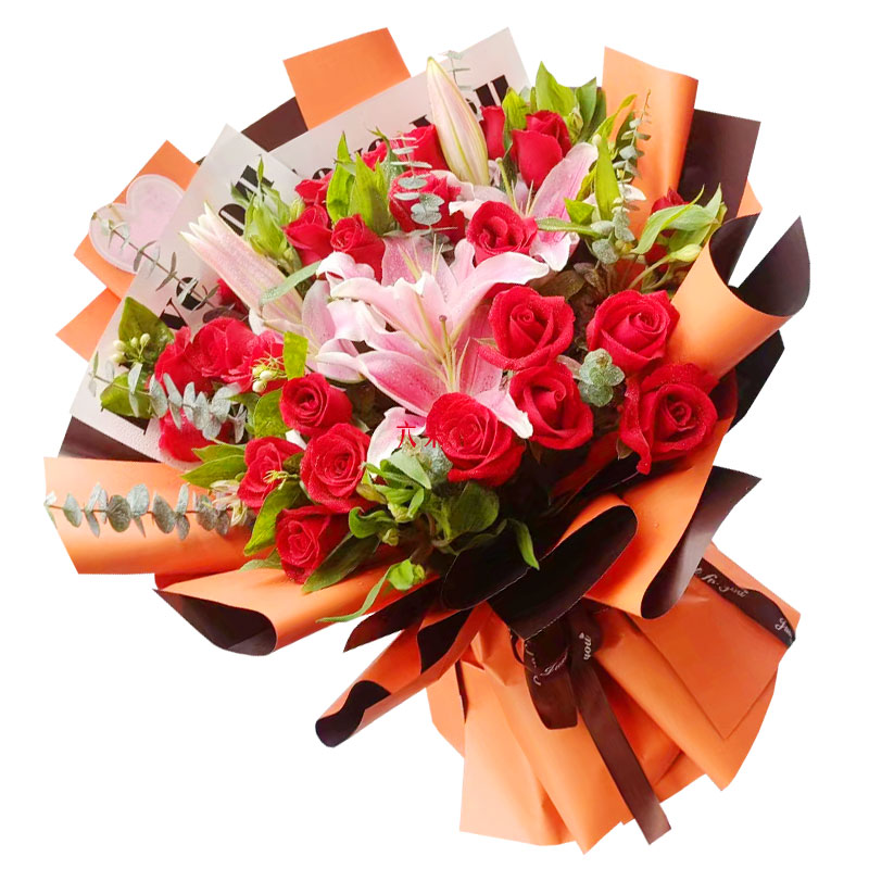 22朵红玫瑰百合，我的爱为你点亮