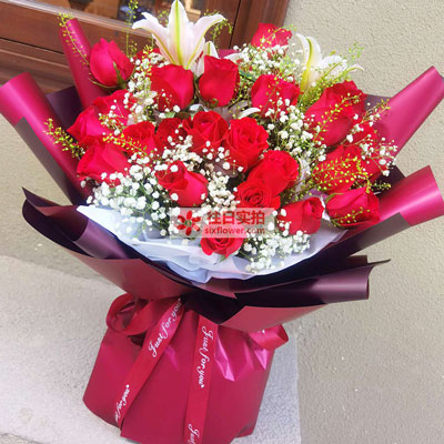 玉林30朵红玫瑰百合，做你余生故事里的人