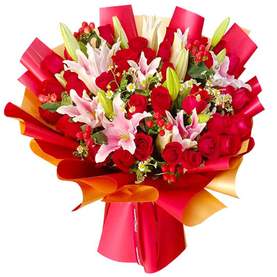 玉林33朵红玫瑰百合，心灵的火花