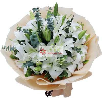 玉林9支白色多头百合，祝福你幸福